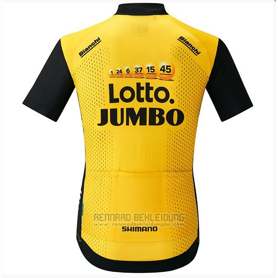 2018 Fahrradbekleidung Lotto NL Jumbo Gelb und Shwarz Trikot Kurzarm und Tragerhose - zum Schließen ins Bild klicken